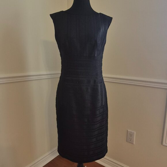 Anne Klein Black Dress with Silver Metallic Thread, Size 4 - Picture 1 of 14
